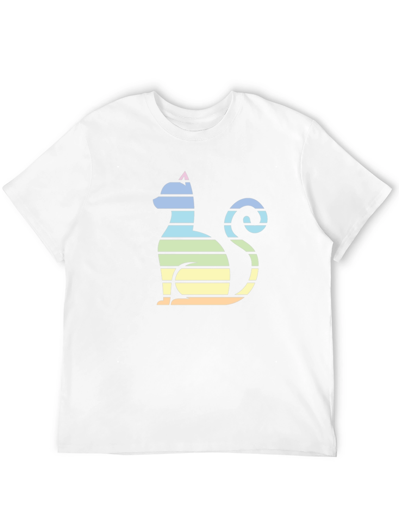 Striped Cat Graphic Tee - Mens Black T-Shirt