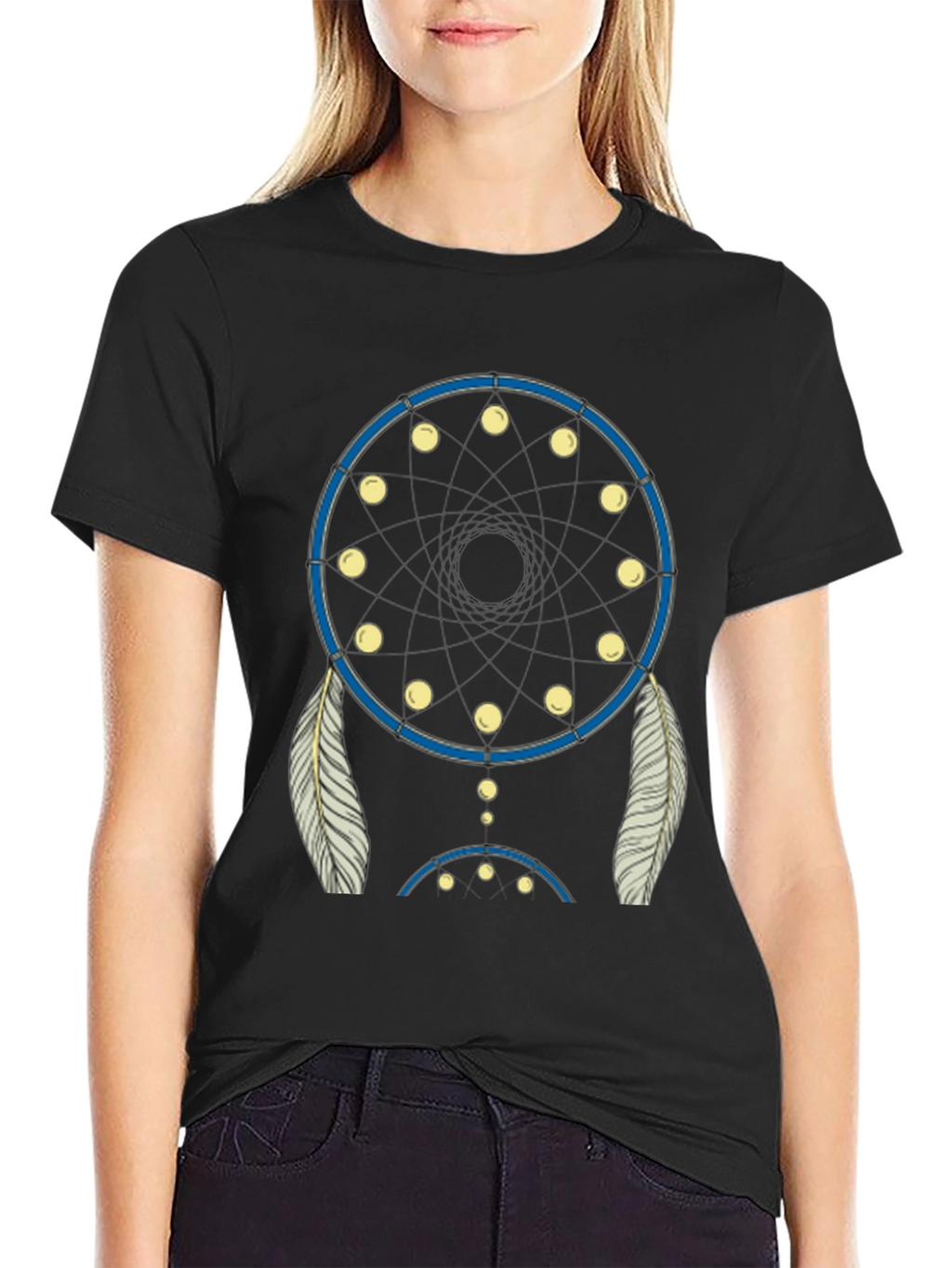 Dream Catcher Graphic Tee - Black Cotton Blend