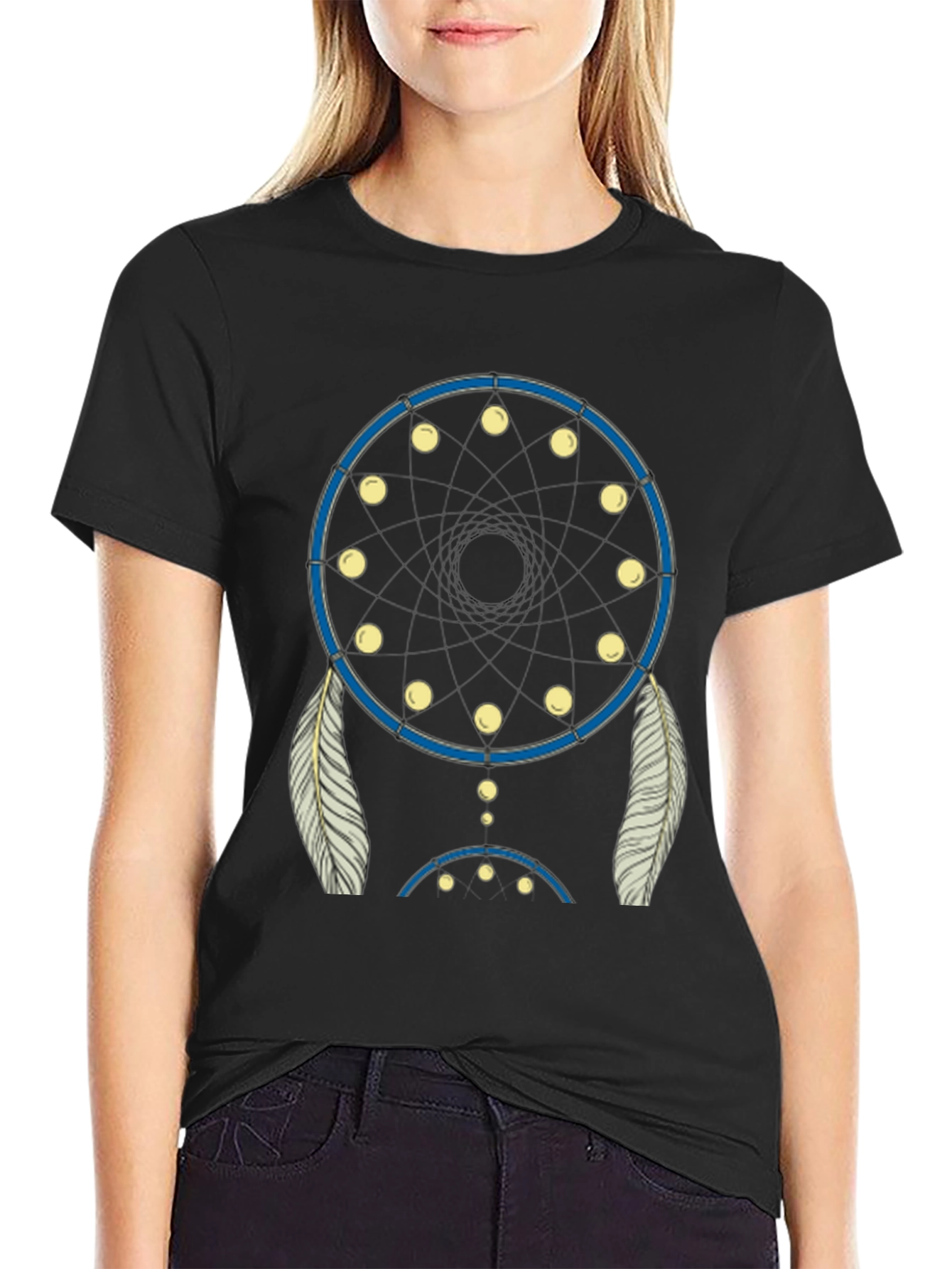 Dream Catcher Graphic Tee - Black Cotton Blend