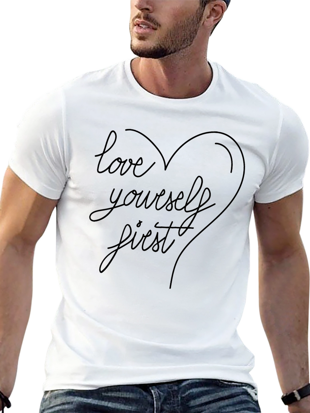 Love Yourself First Black Graphic Tee