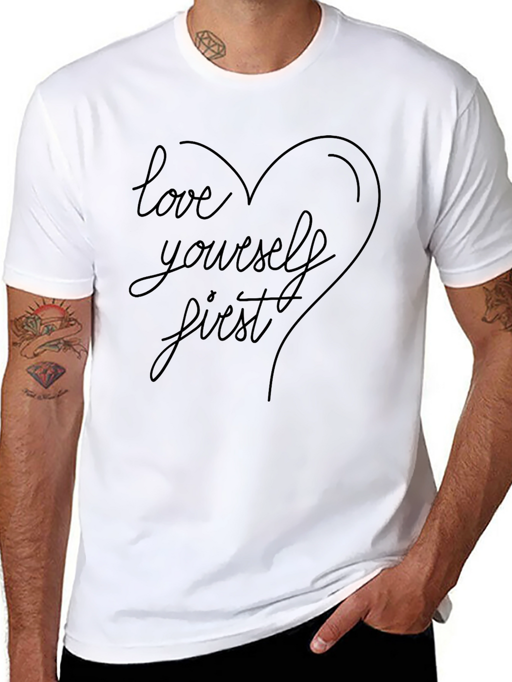 Love Yourself First Black Graphic Tee