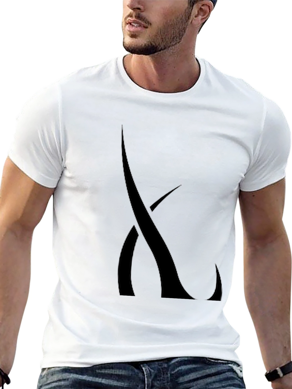 Modern Black T-Shirt with Abstract Graphic Design