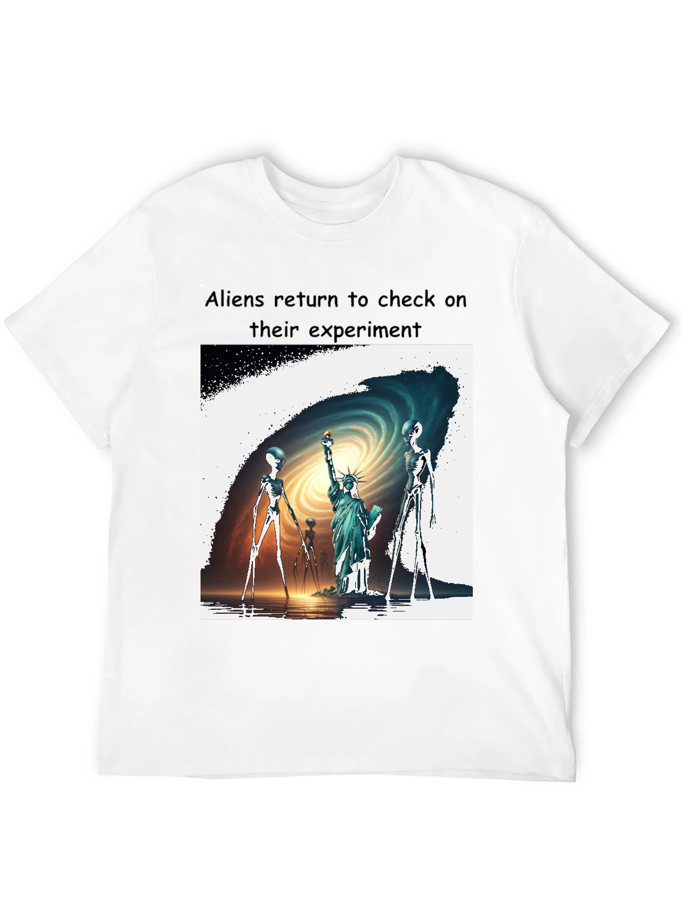 Aliens Visit Statue of Liberty Graphic Tee