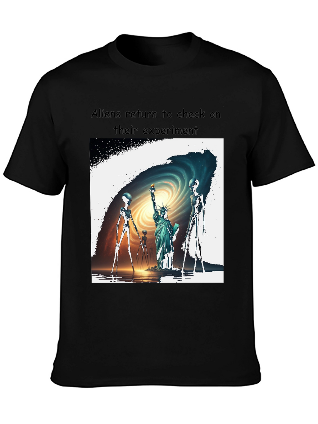 Aliens Visit Statue of Liberty Graphic Tee