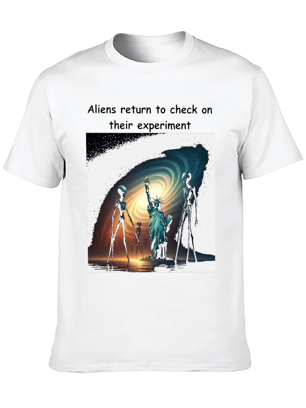 Aliens Visit Statue of Liberty Graphic Tee