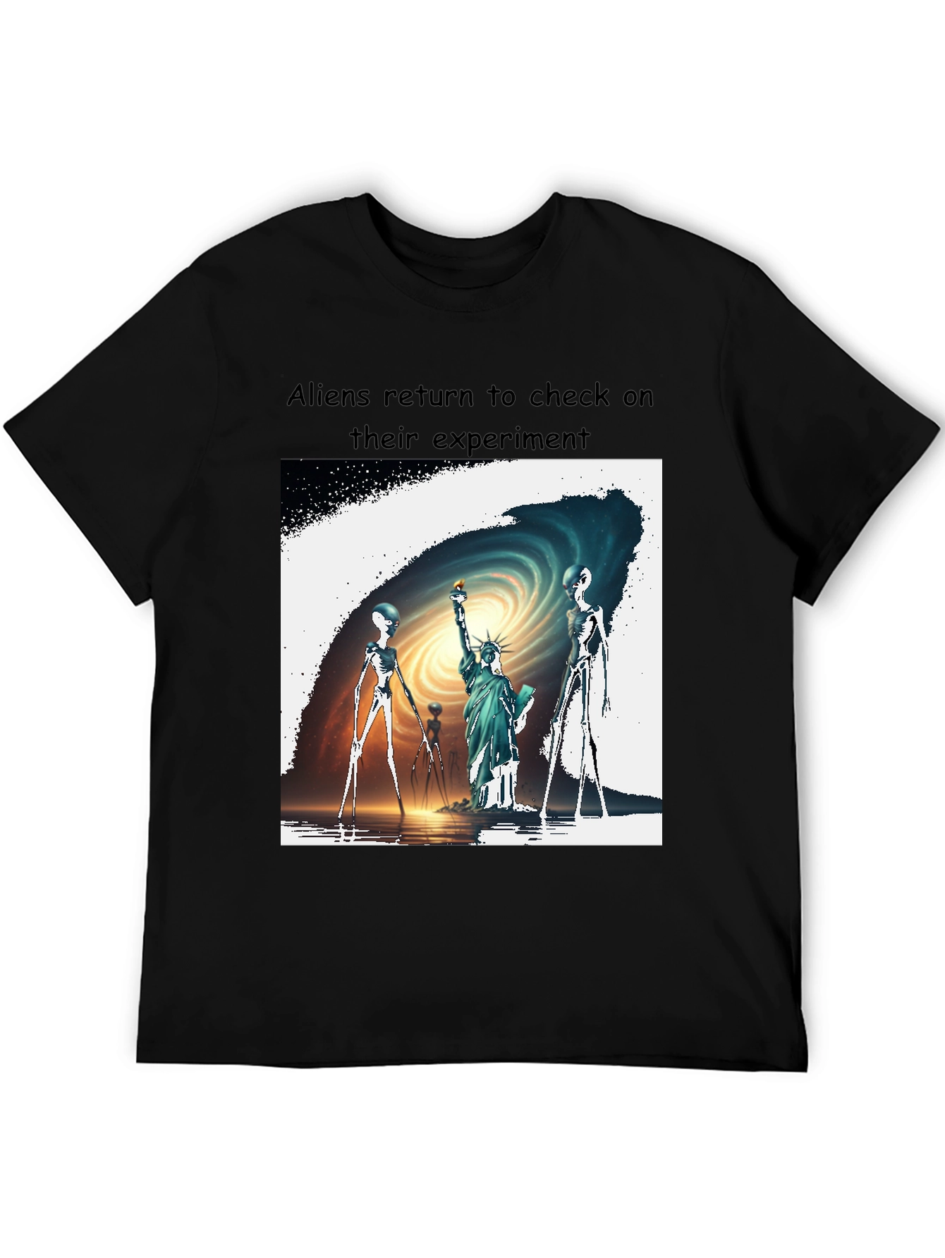 Aliens Visit Statue of Liberty Graphic Tee