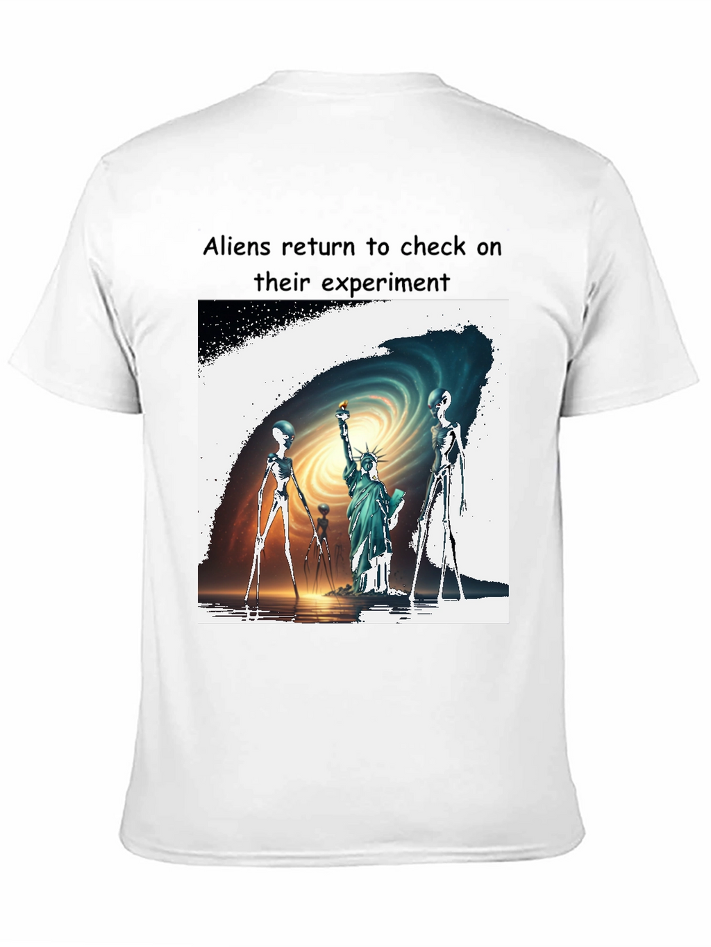 Aliens Visit Statue of Liberty Graphic Tee