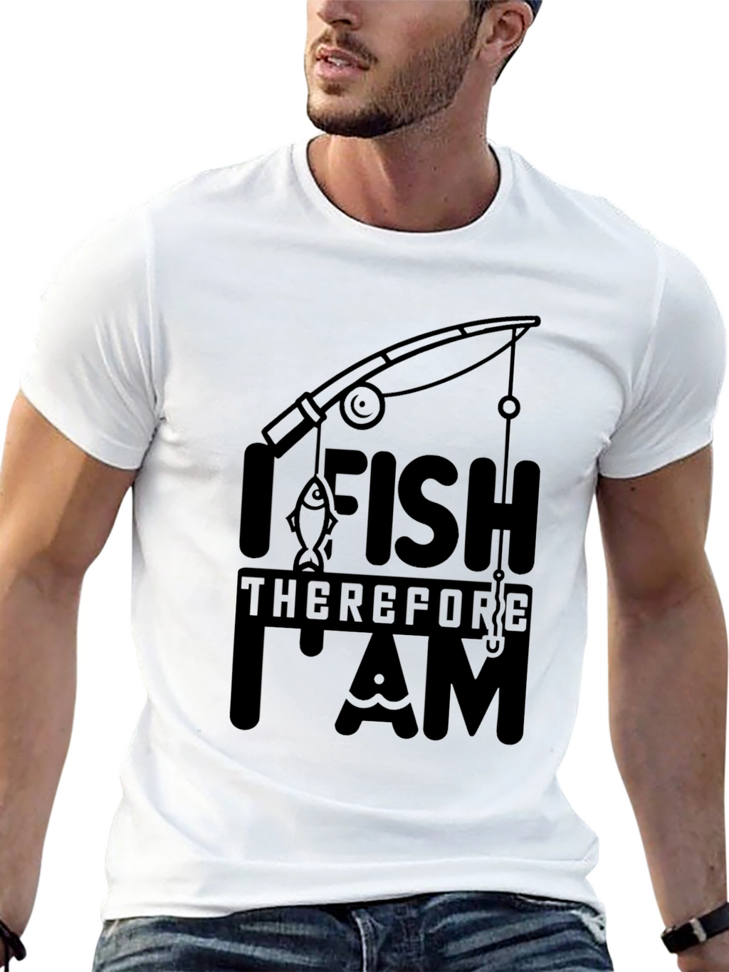 I Fish Therefore I Am Black T-Shirt