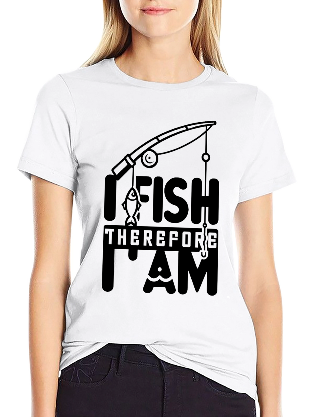 I Fish Therefore I Am Black T-Shirt