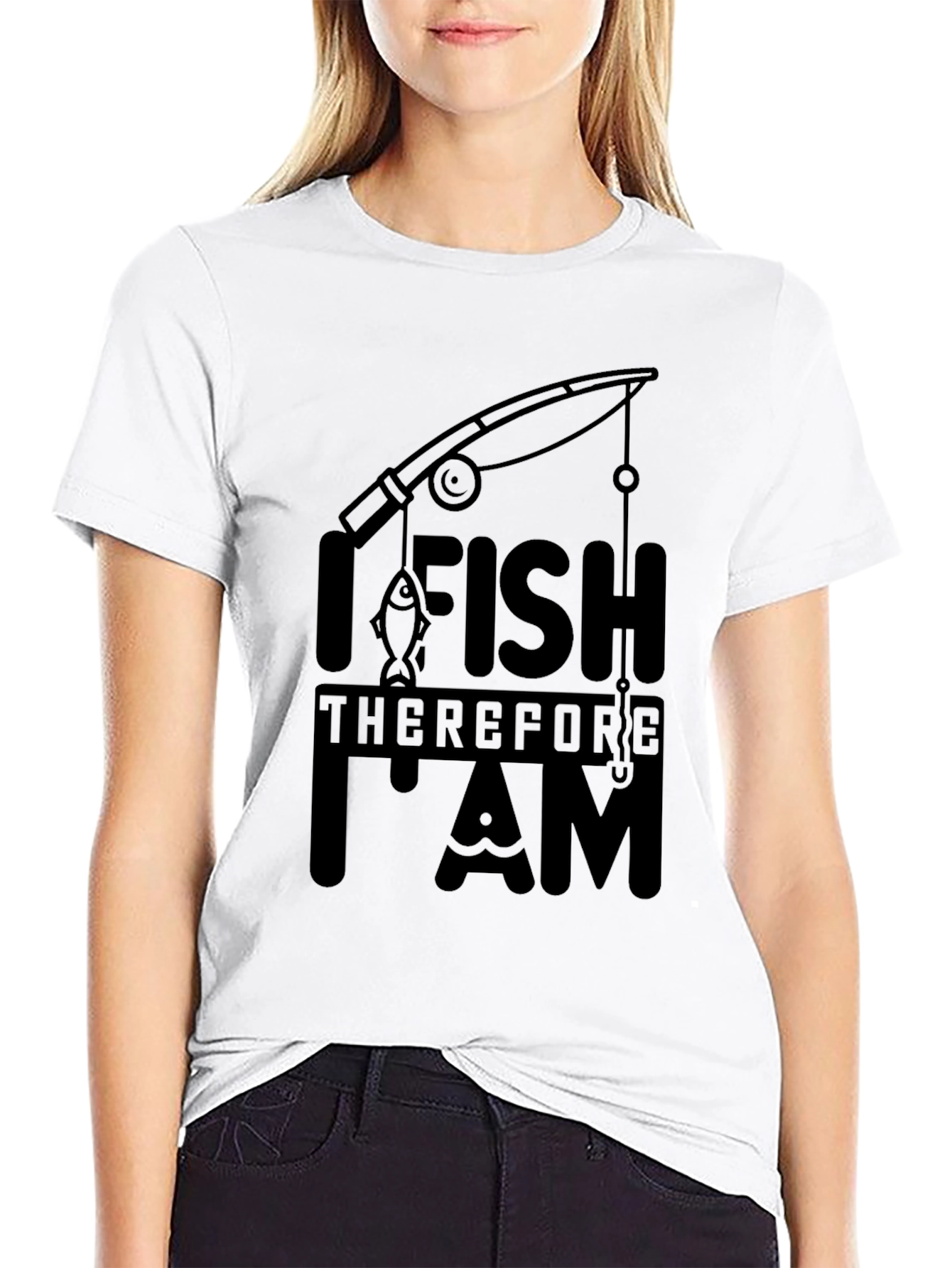 I Fish Therefore I Am Black T-Shirt