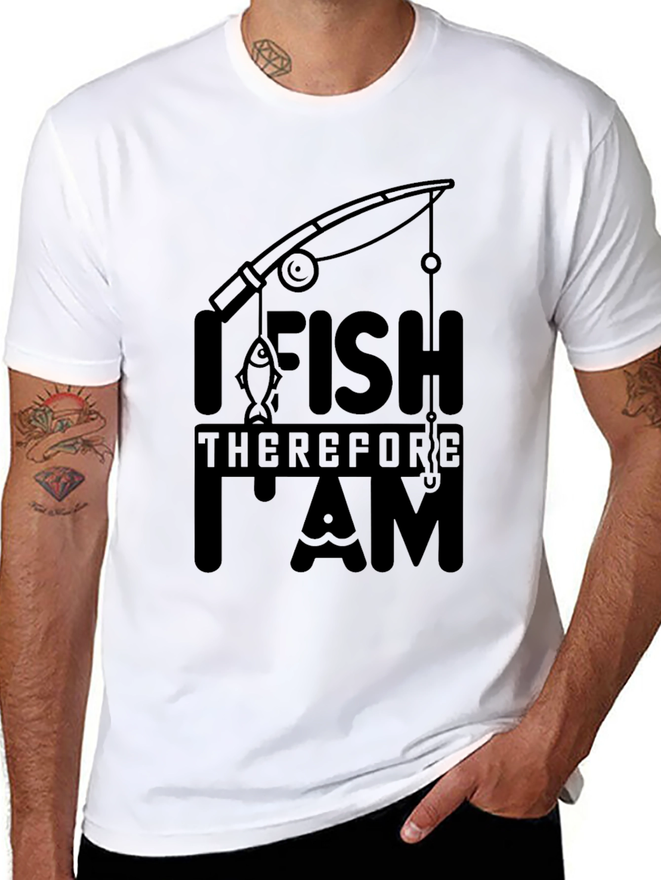 I Fish Therefore I Am Black T-Shirt