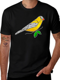 Black T-Shirt with Stained Glass Bird Design