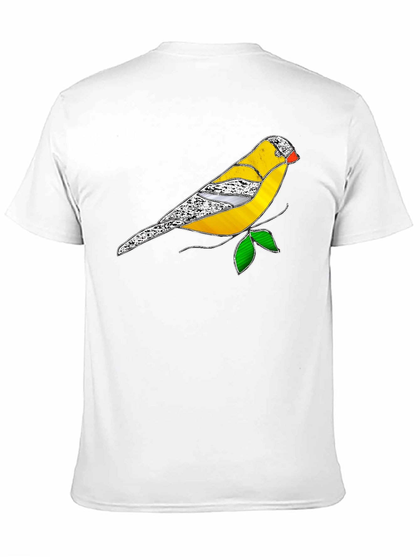 Black T-Shirt with Stained Glass Bird Design