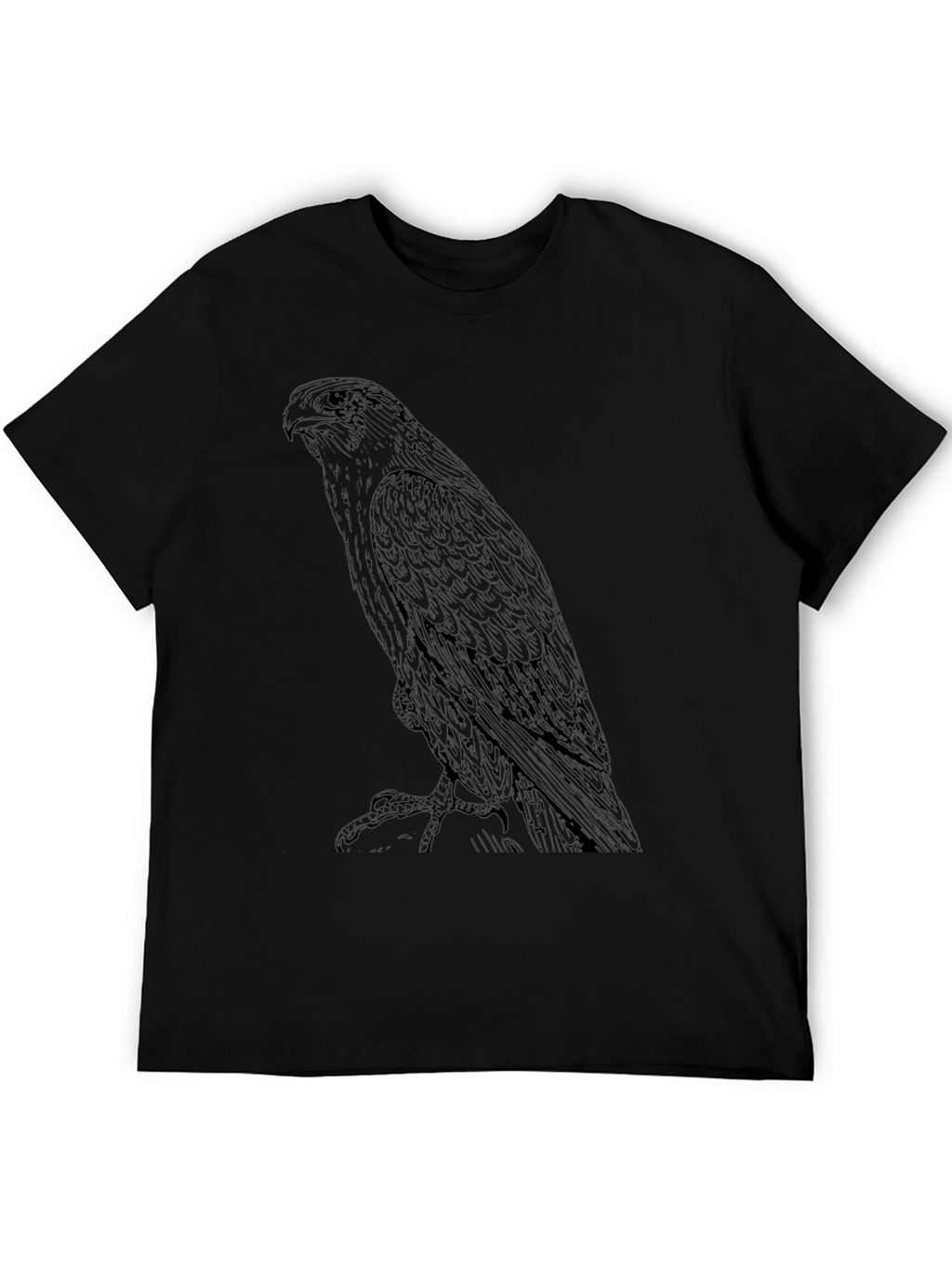 Black T-Shirt with Falcon Print