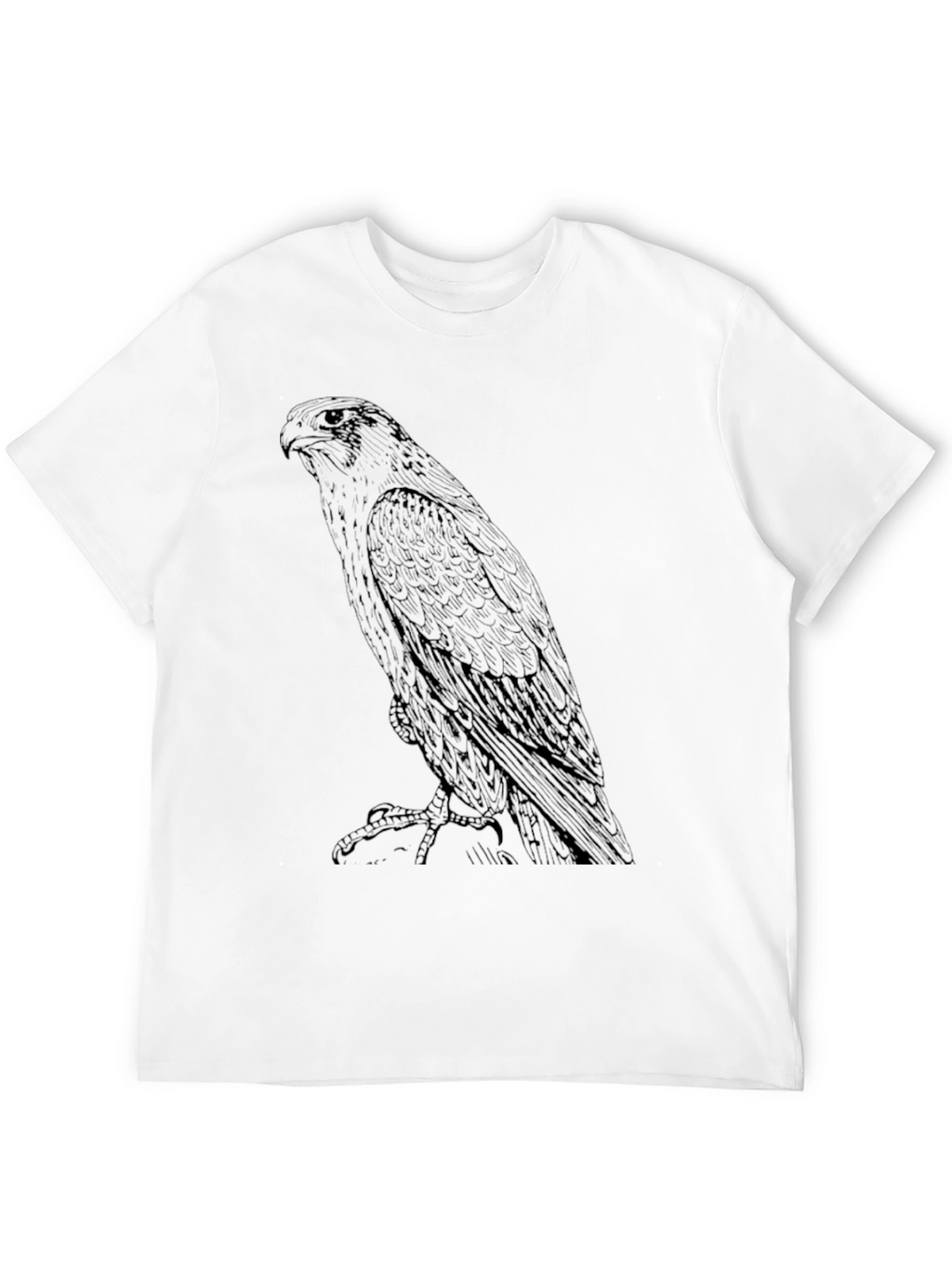 Black T-Shirt with Falcon Print