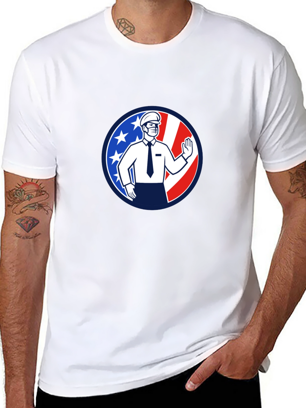 Patriotic Masked Worker Graphic Tee