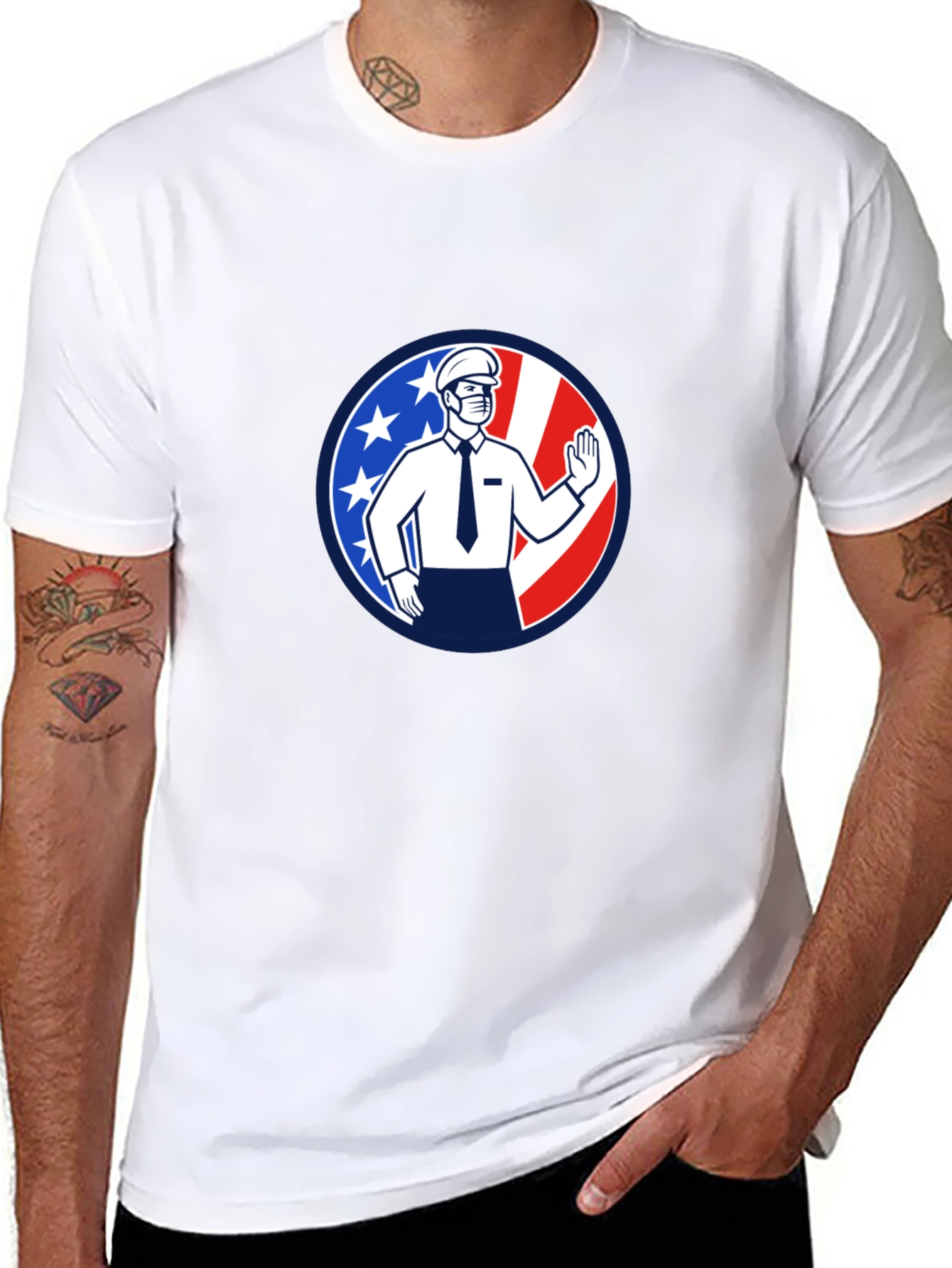 Patriotic Masked Worker Graphic Tee