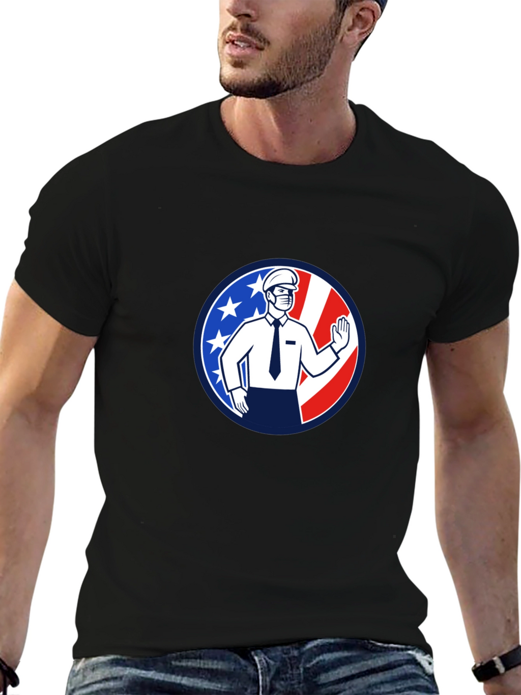 Patriotic Masked Worker Graphic Tee