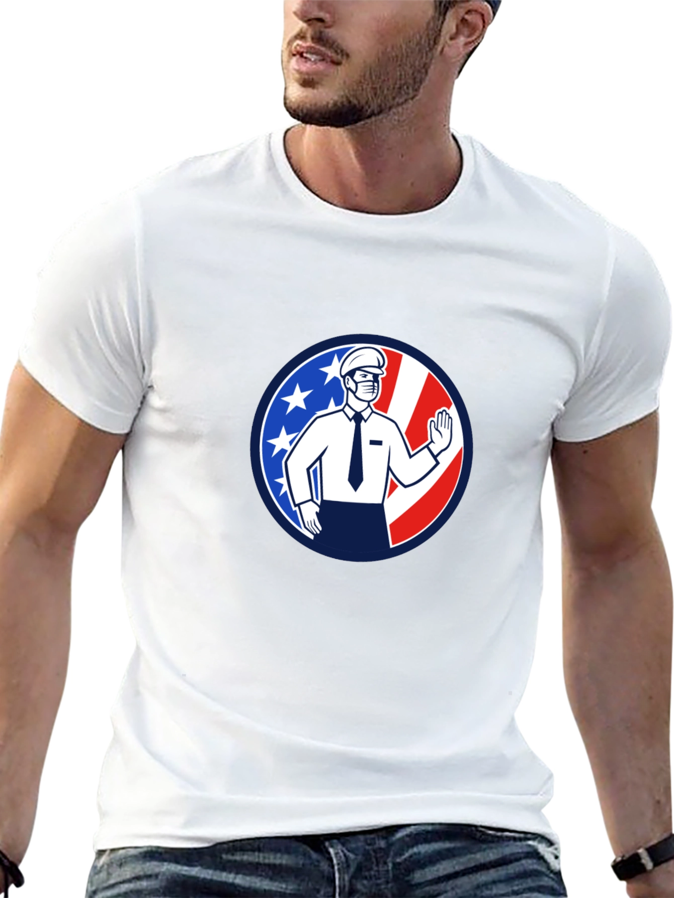 Patriotic Masked Worker Graphic Tee