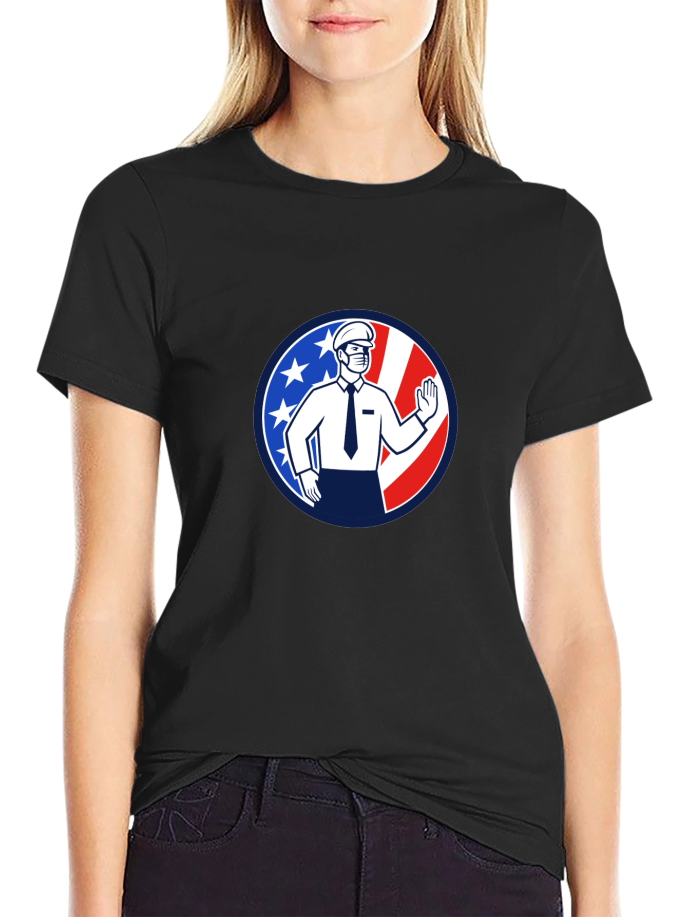 Patriotic Masked Worker Graphic Tee