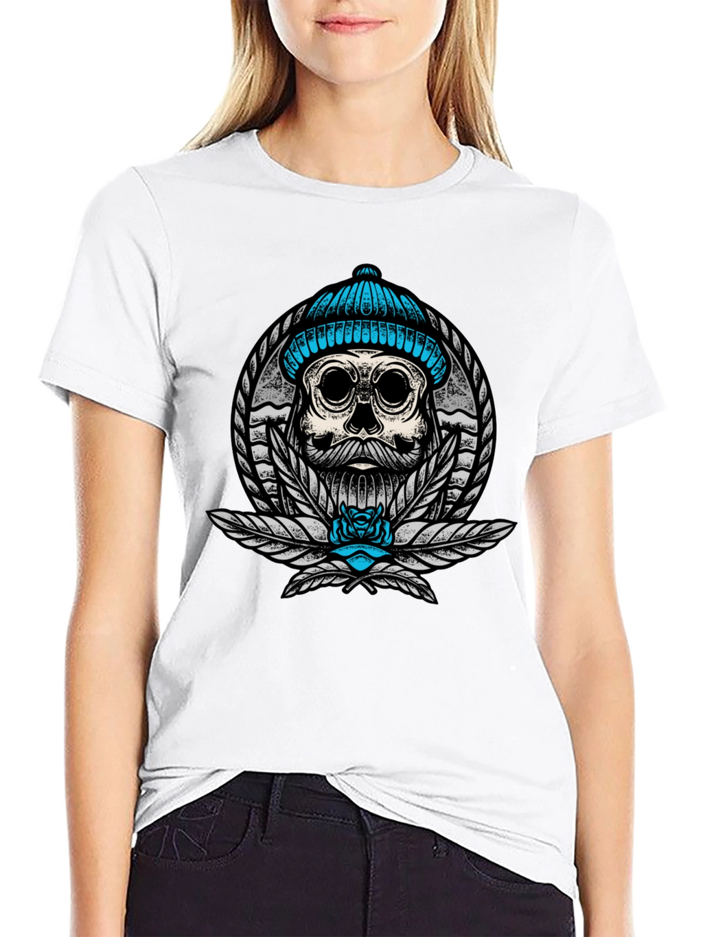 Skull with Beanie Graphic Tee