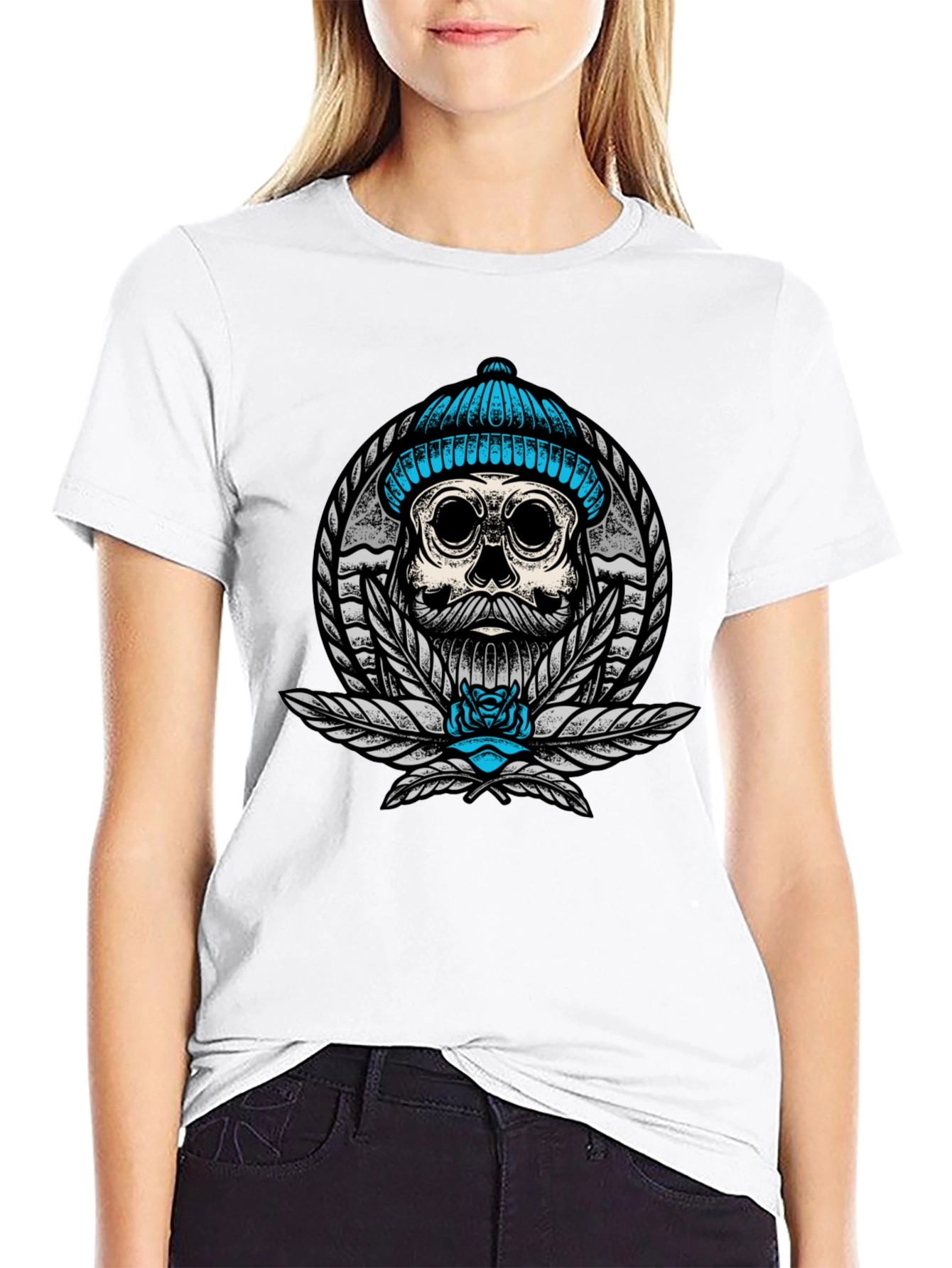 Skull with Beanie Graphic Tee
