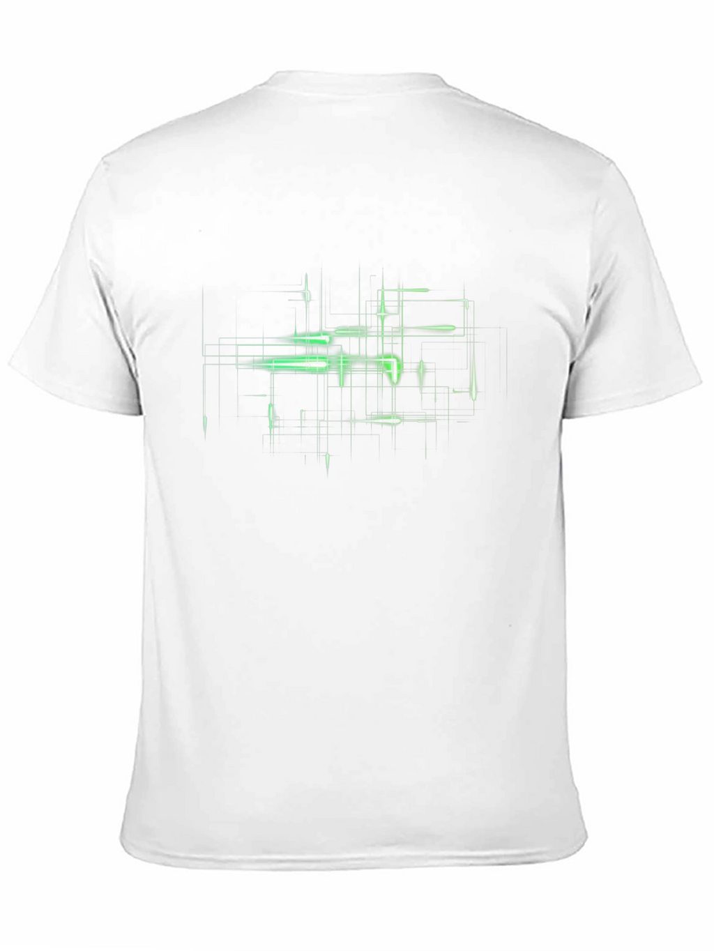 Futuristic Green Grid Graphic Black T-Shirt