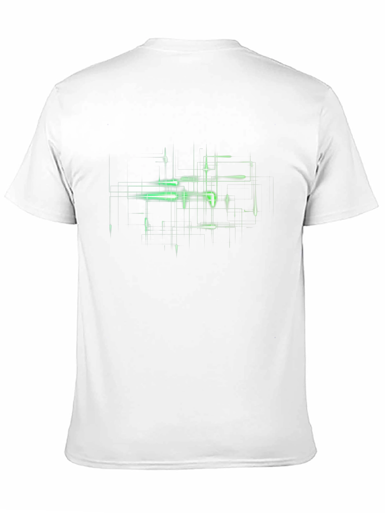 Futuristic Green Grid Graphic Black T-Shirt