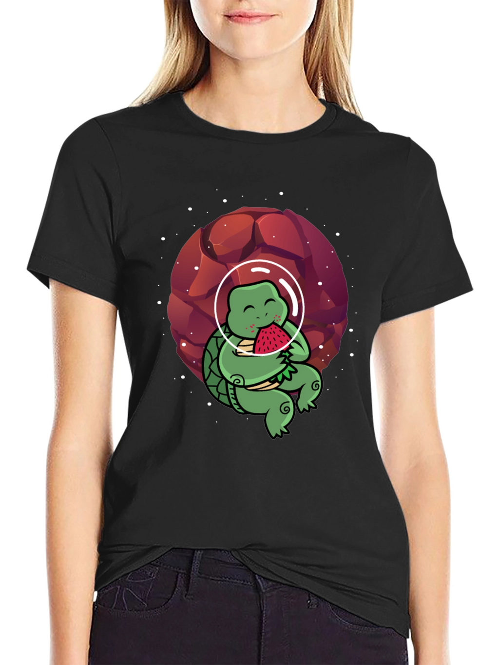 Astronaut Turtle T-Shirt - Space & Watermelon Fun!