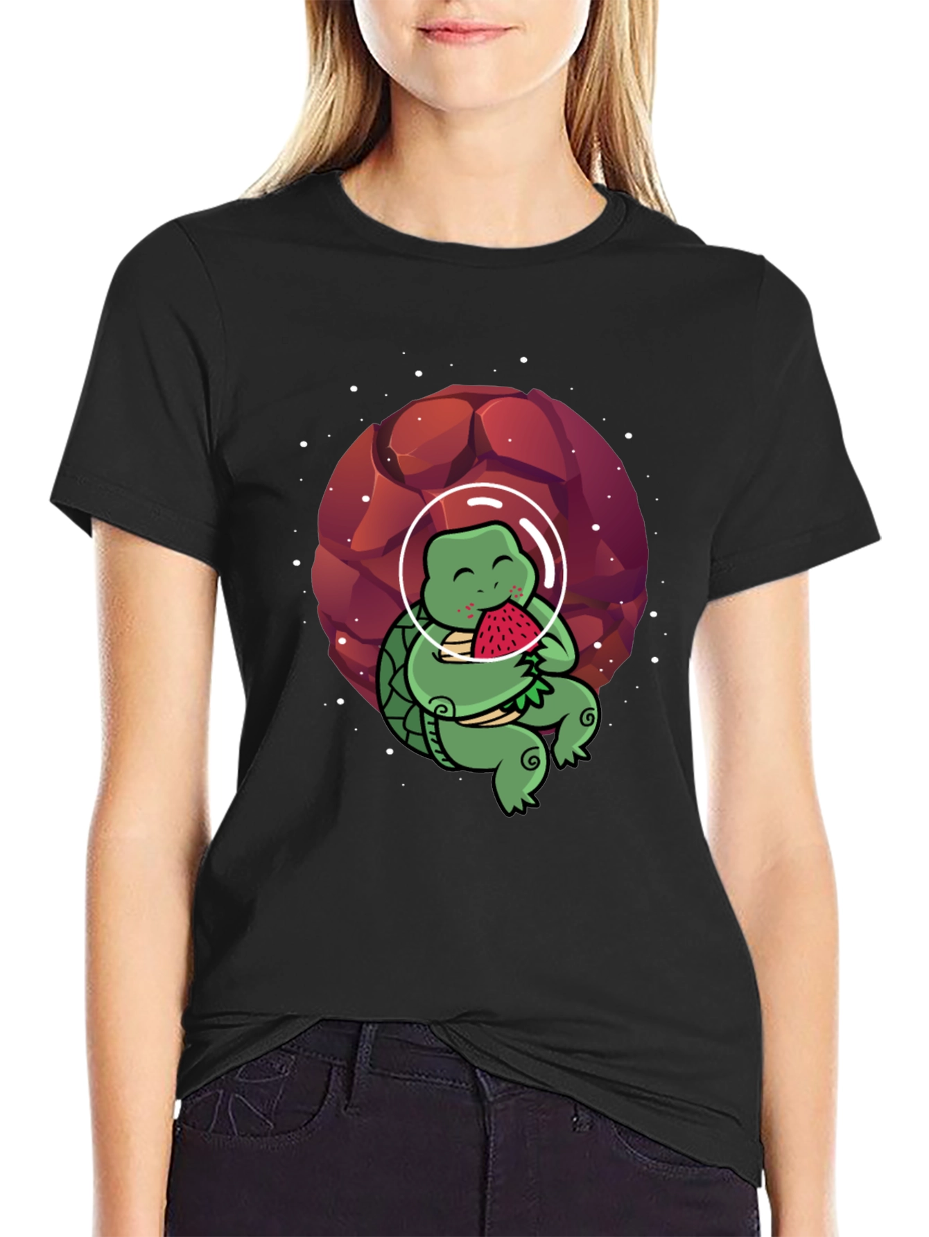 Astronaut Turtle T-Shirt - Space & Watermelon Fun!