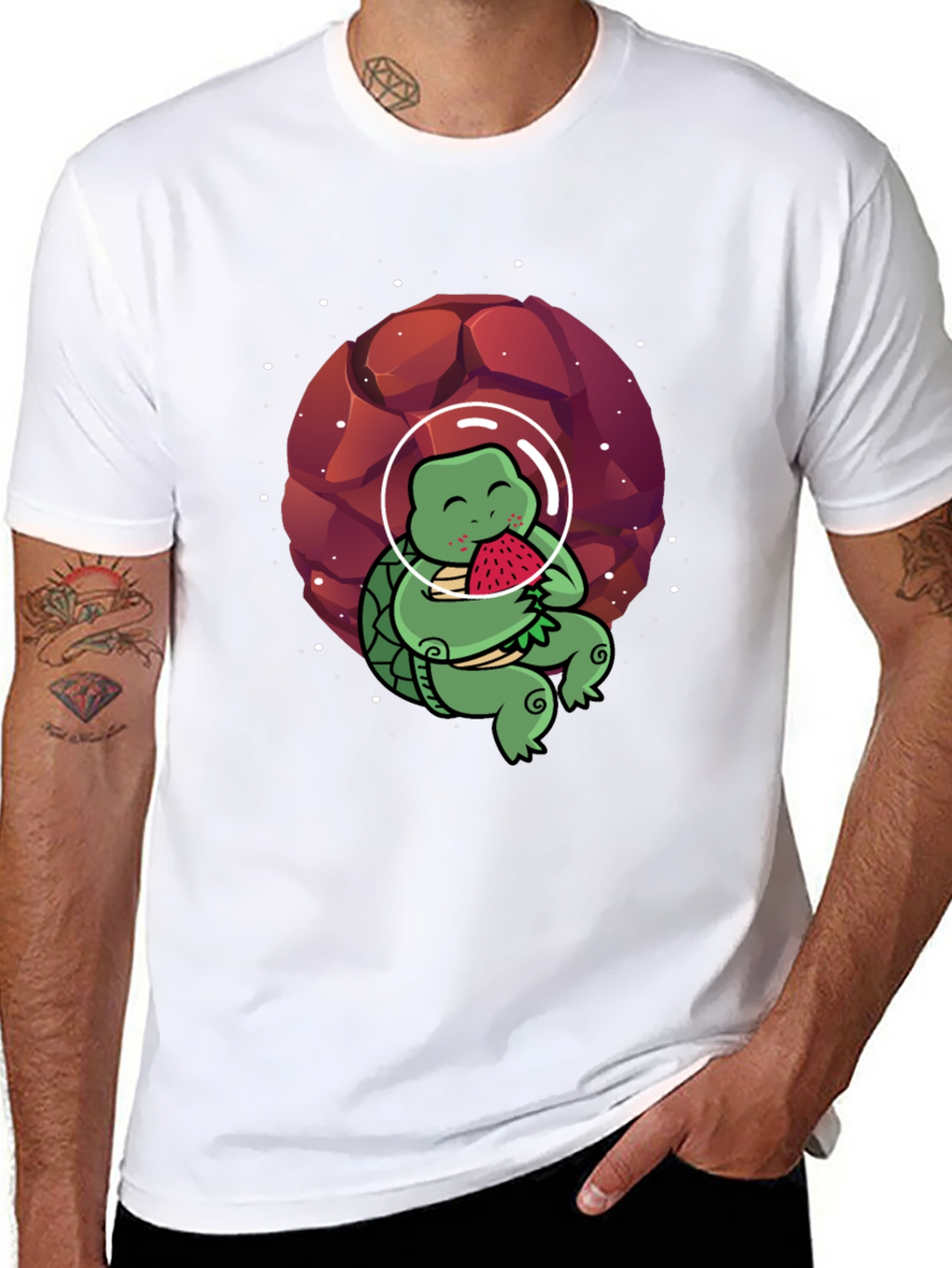 Astronaut Turtle T-Shirt - Space & Watermelon Fun!