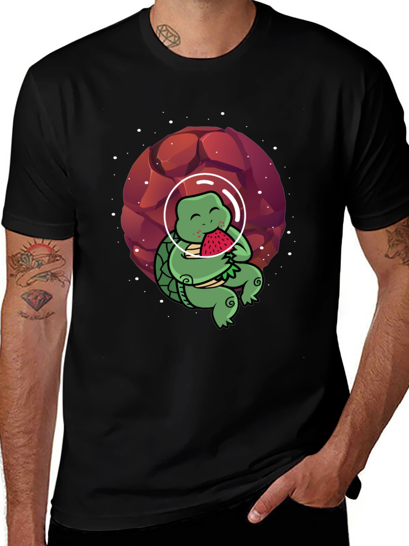 Astronaut Turtle T-Shirt - Space & Watermelon Fun!