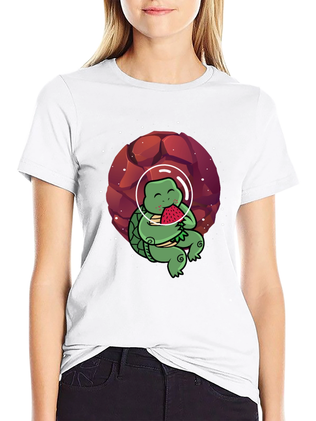 Astronaut Turtle T-Shirt - Space & Watermelon Fun!
