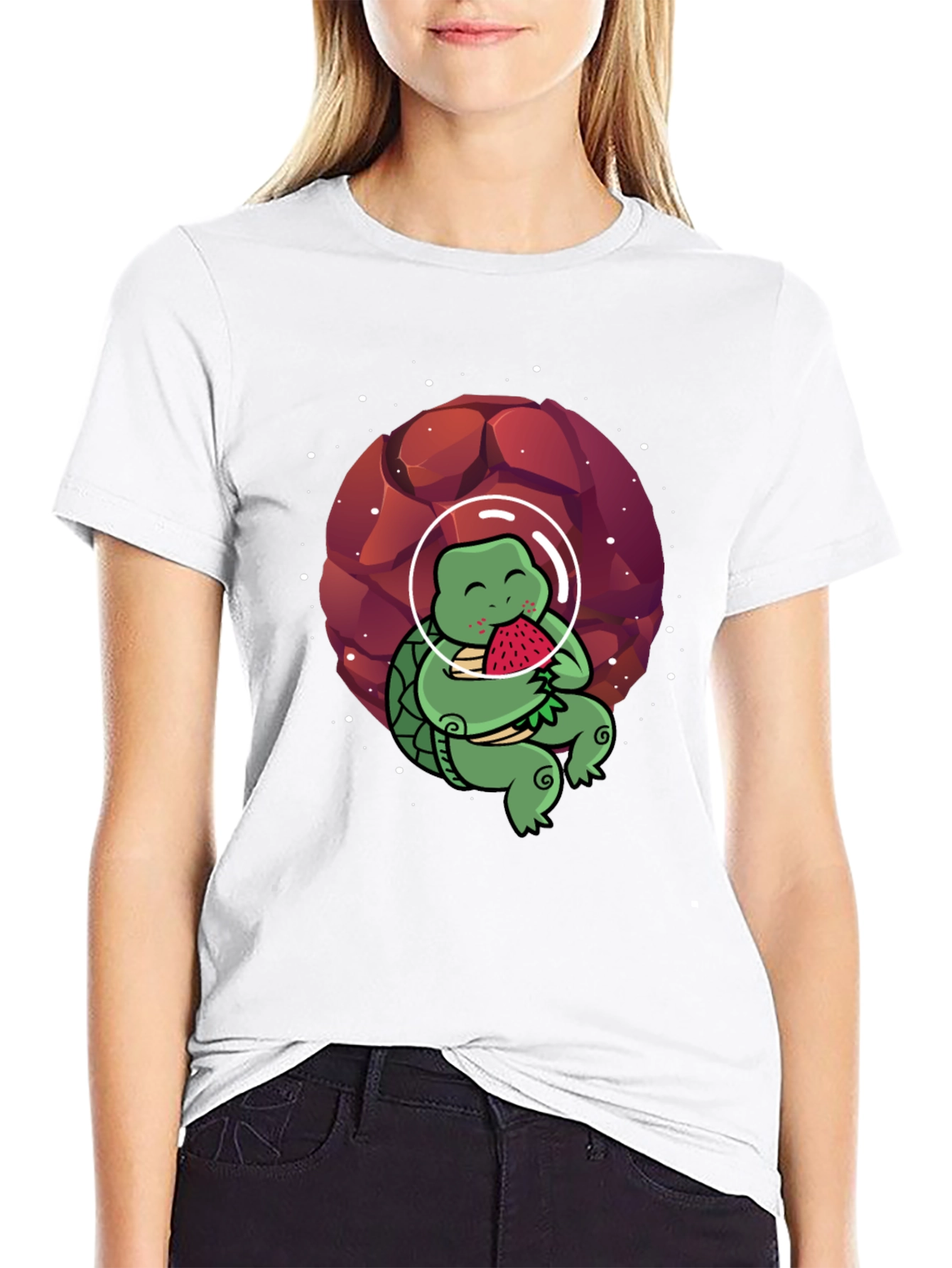 Astronaut Turtle T-Shirt - Space & Watermelon Fun!