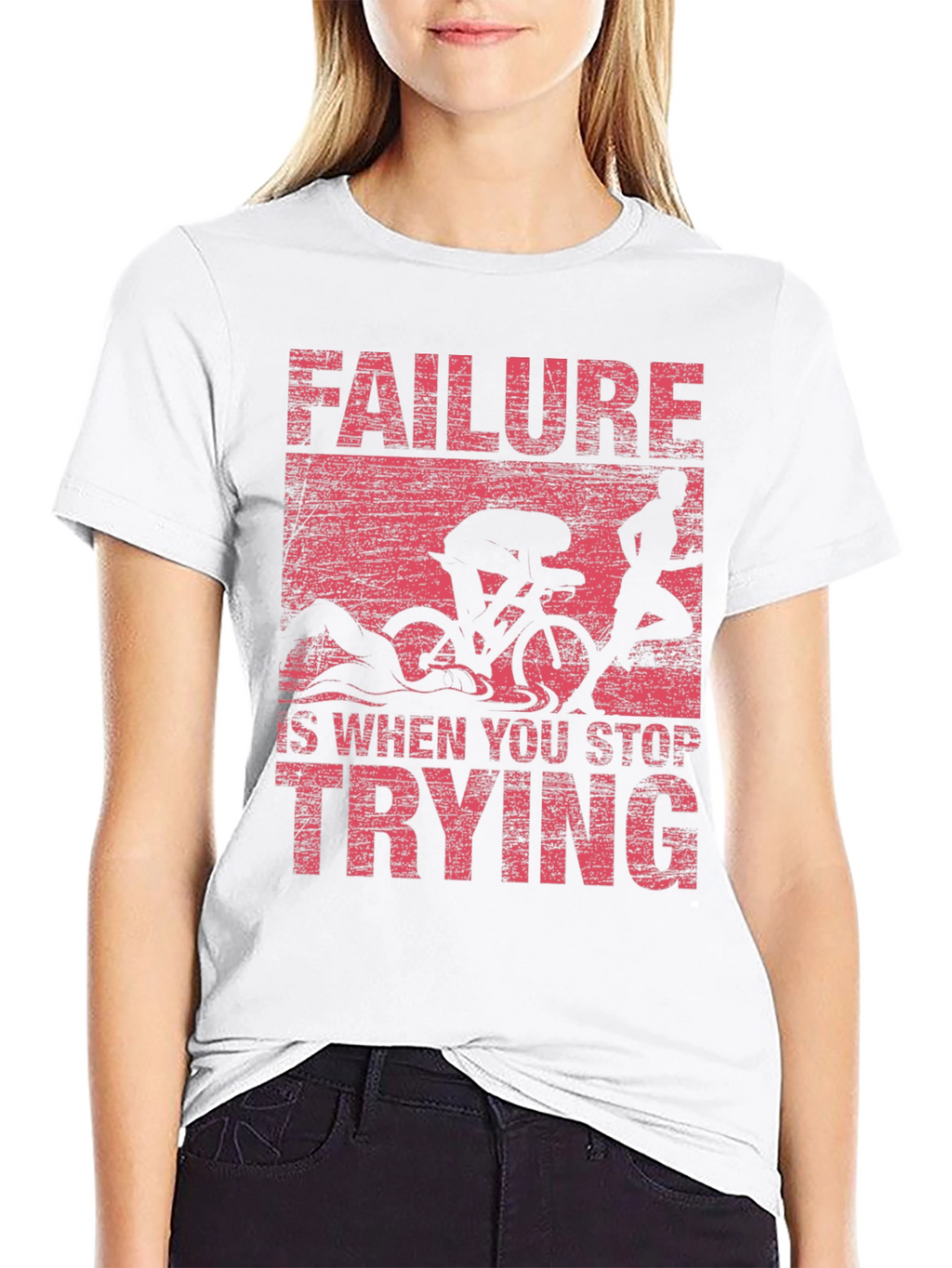 Motivational Triathlon T-Shirt: Never Stop Trying!