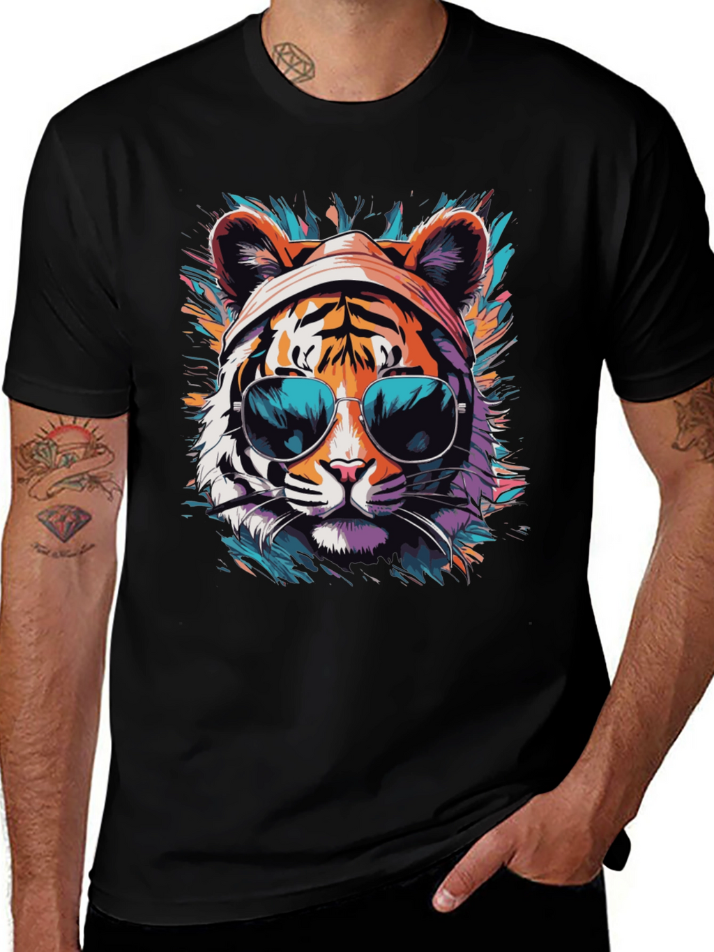 Cool Tiger Graphic Tee - Unisex Black T-Shirt