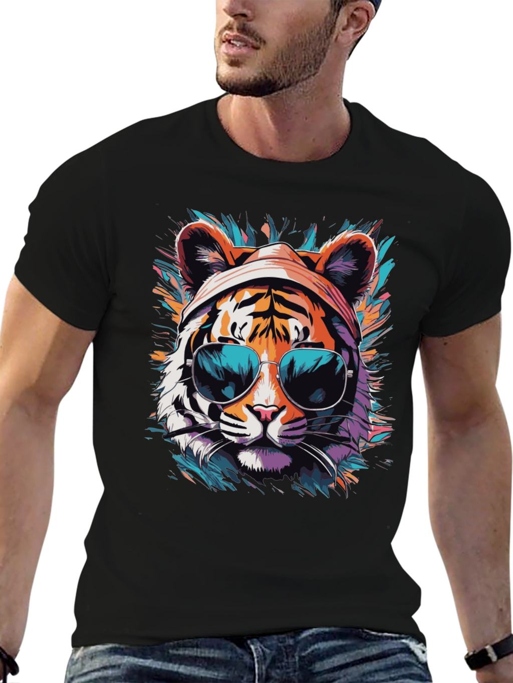 Cool Tiger Graphic Tee - Unisex Black T-Shirt