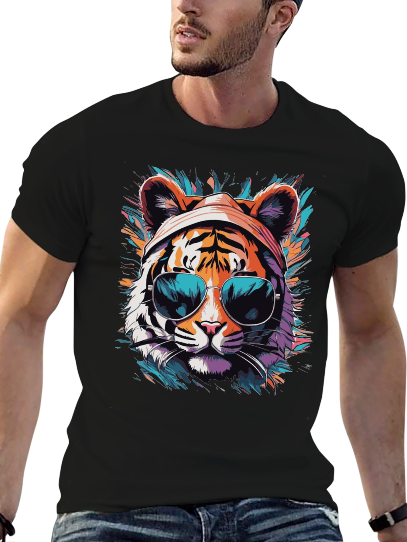 Cool Tiger Graphic Tee - Unisex Black T-Shirt