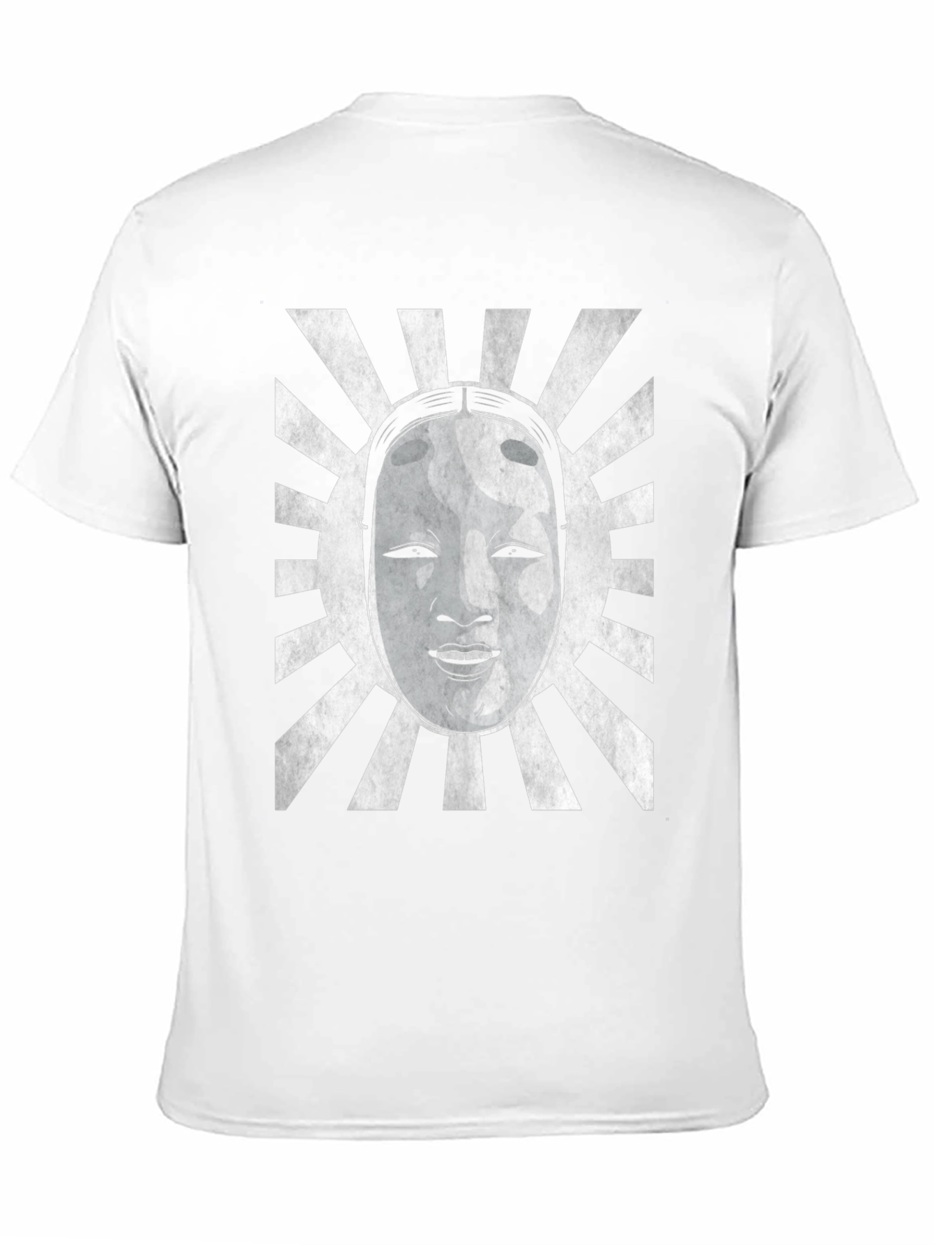 Japanese Noh Mask Graphic Tee - Black Cotton Blend