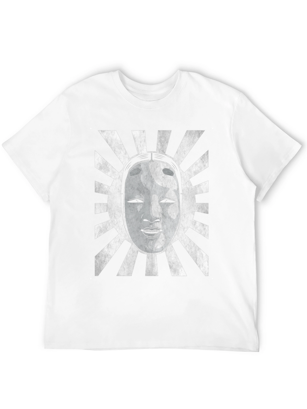 Japanese Noh Mask Graphic Tee - Black Cotton Blend