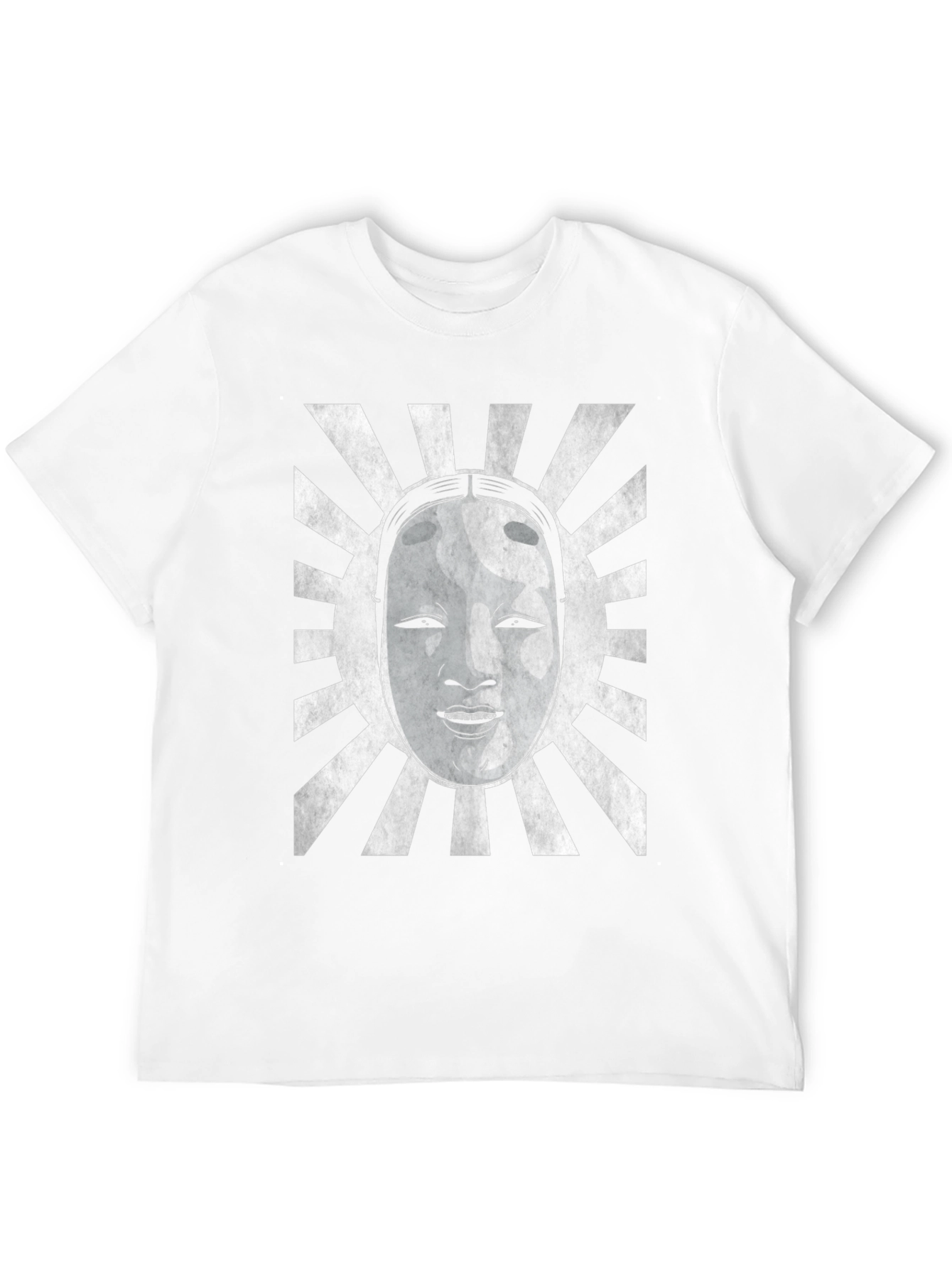 Japanese Noh Mask Graphic Tee - Black Cotton Blend