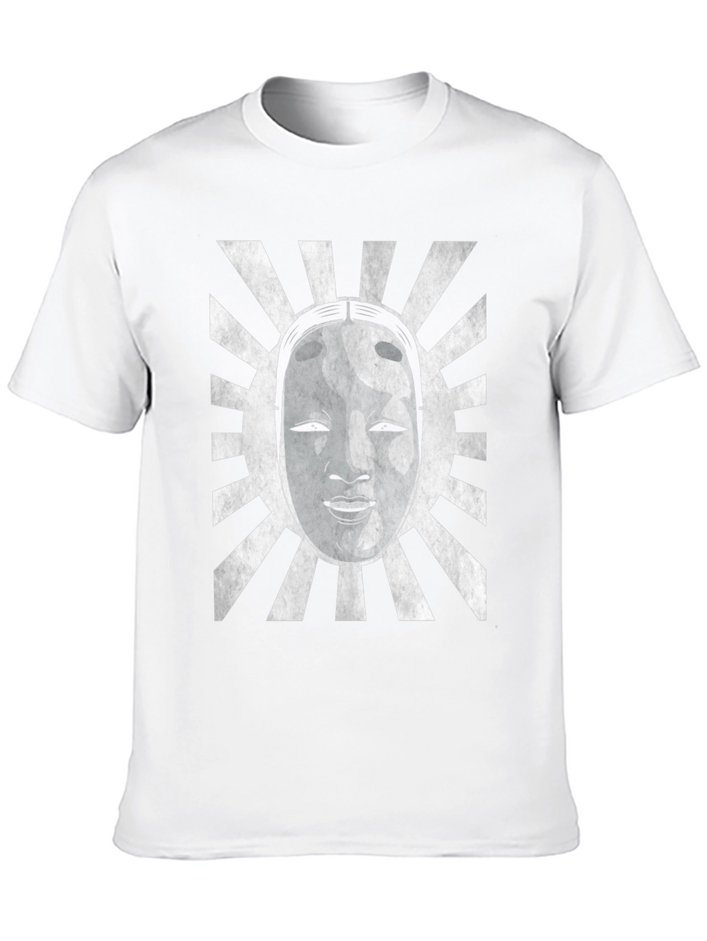 Japanese Noh Mask Graphic Tee - Black Cotton Blend