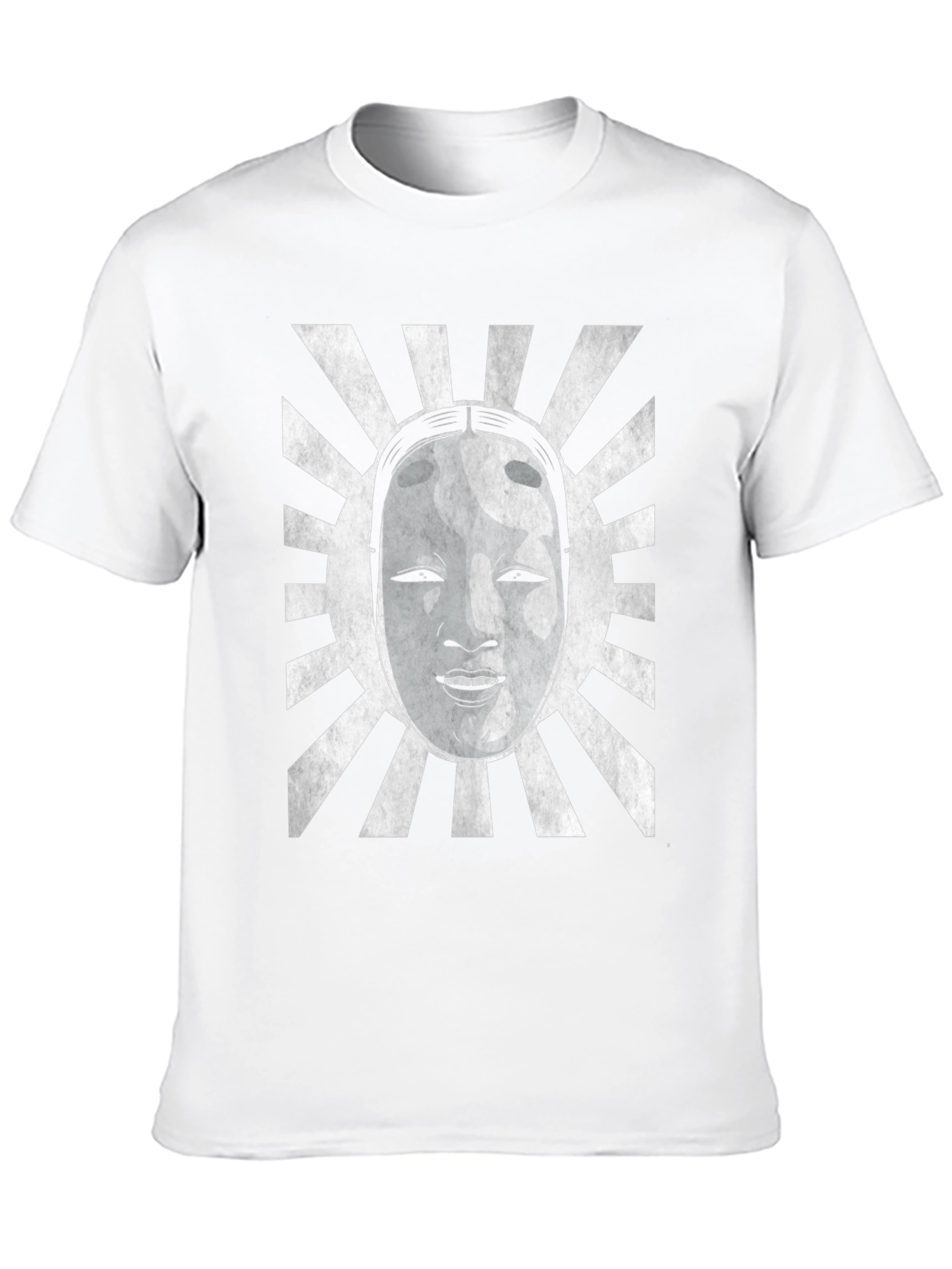 Japanese Noh Mask Graphic Tee - Black Cotton Blend