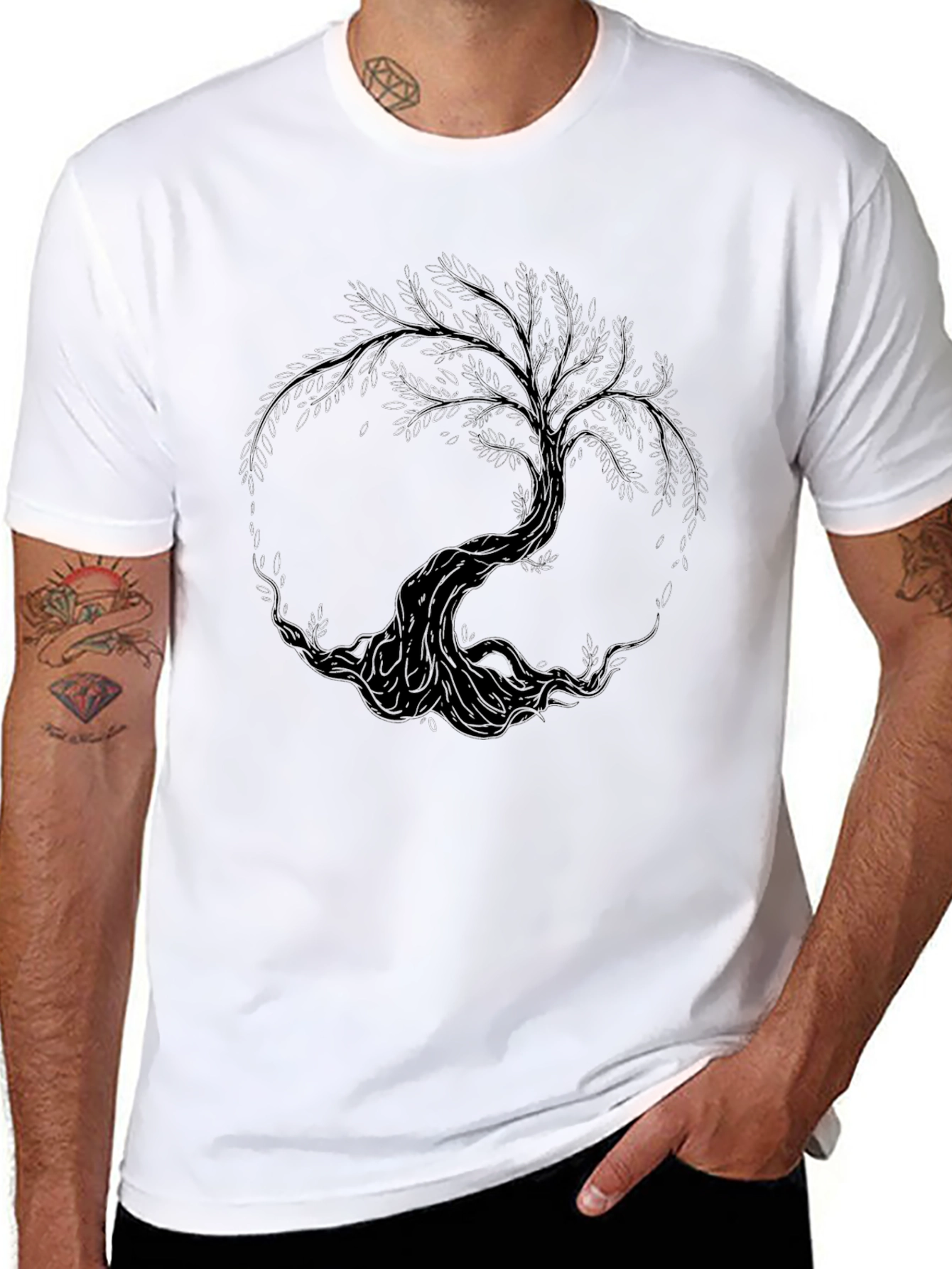 Mens Black Tree Graphic T-Shirt