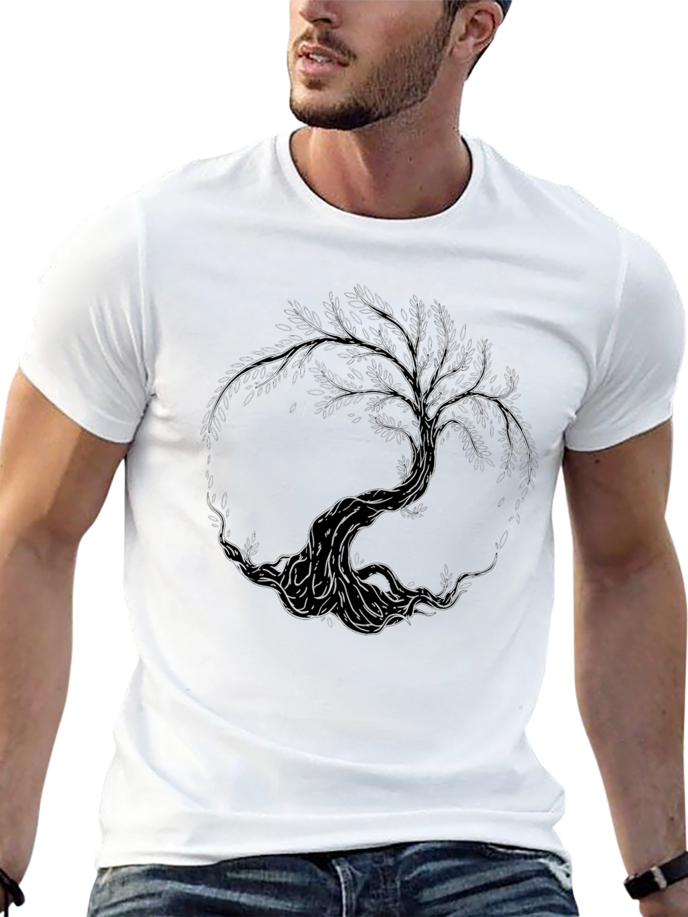 Mens Black Tree Graphic T-Shirt
