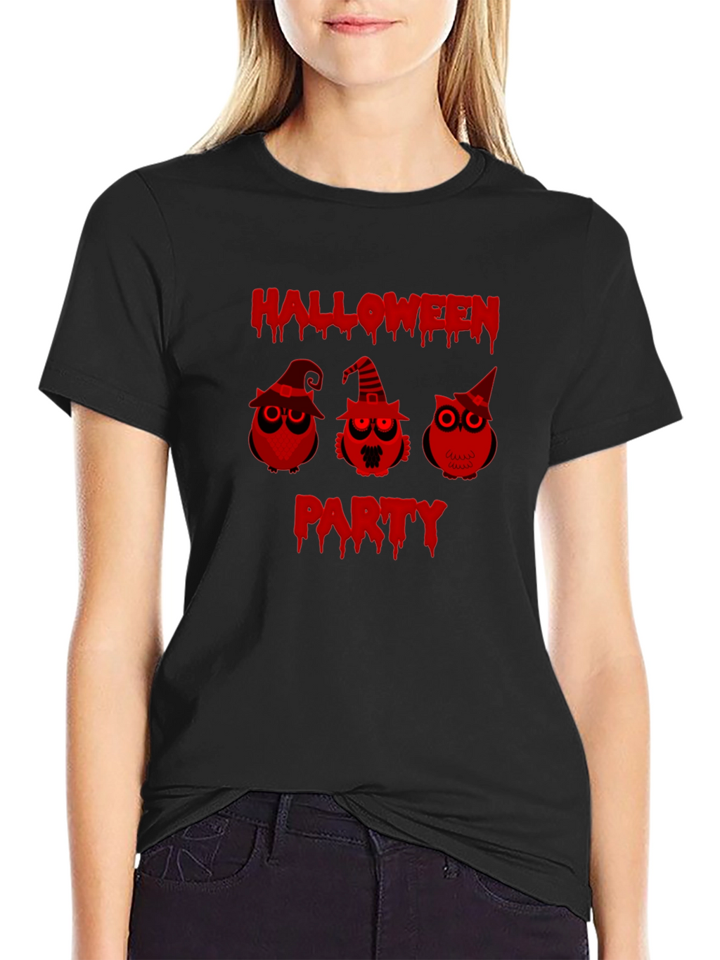 Halloween Party Owls Black T-Shirt