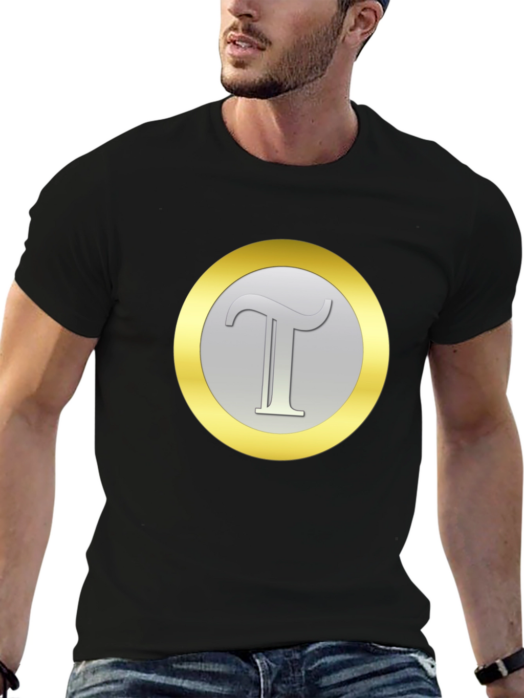 Letter T Graphic Tee - Classic Black Cotton