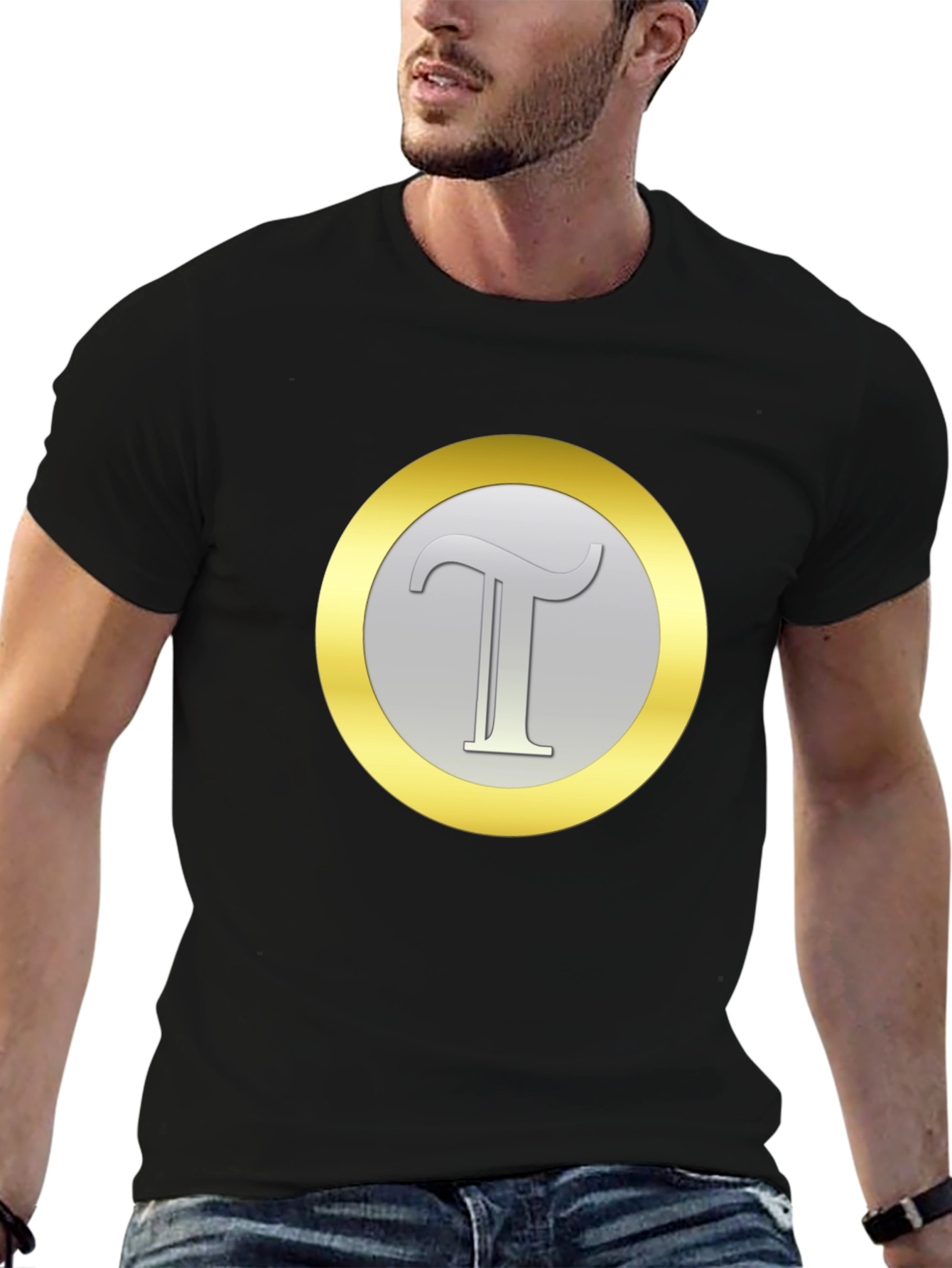 Letter T Graphic Tee - Classic Black Cotton