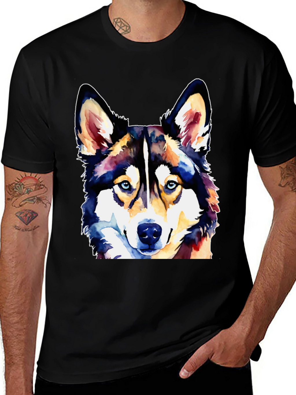 Watercolor Husky Dog T-Shirt