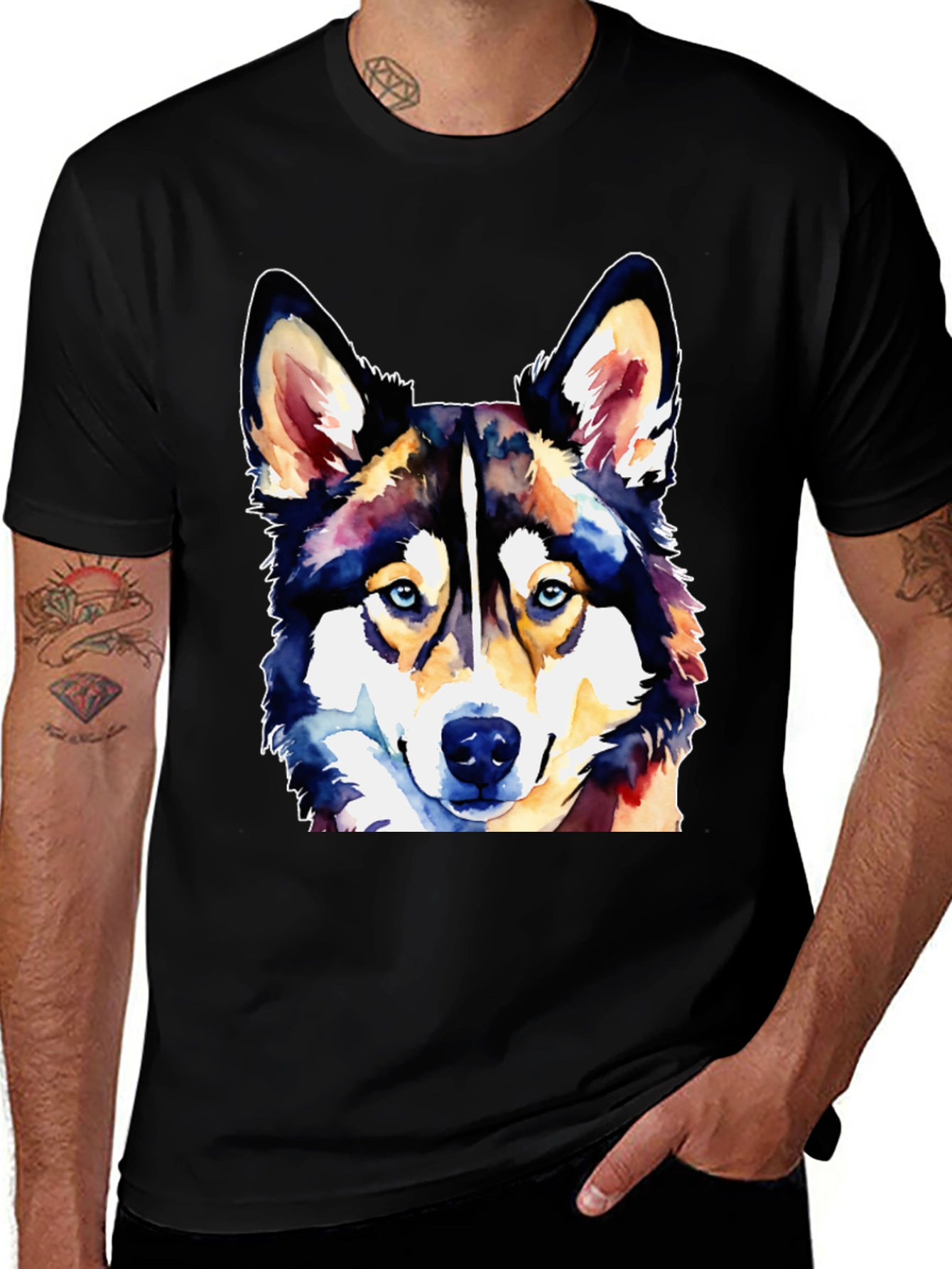 Watercolor Husky Dog T-Shirt